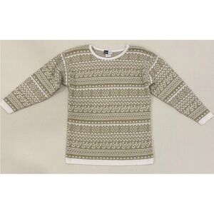 Beldoch Popper Vintage Sweater Tan And White Geometric Eclectic Grandpa Sz M